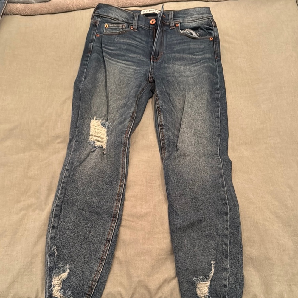 Distressed Blue Jeans